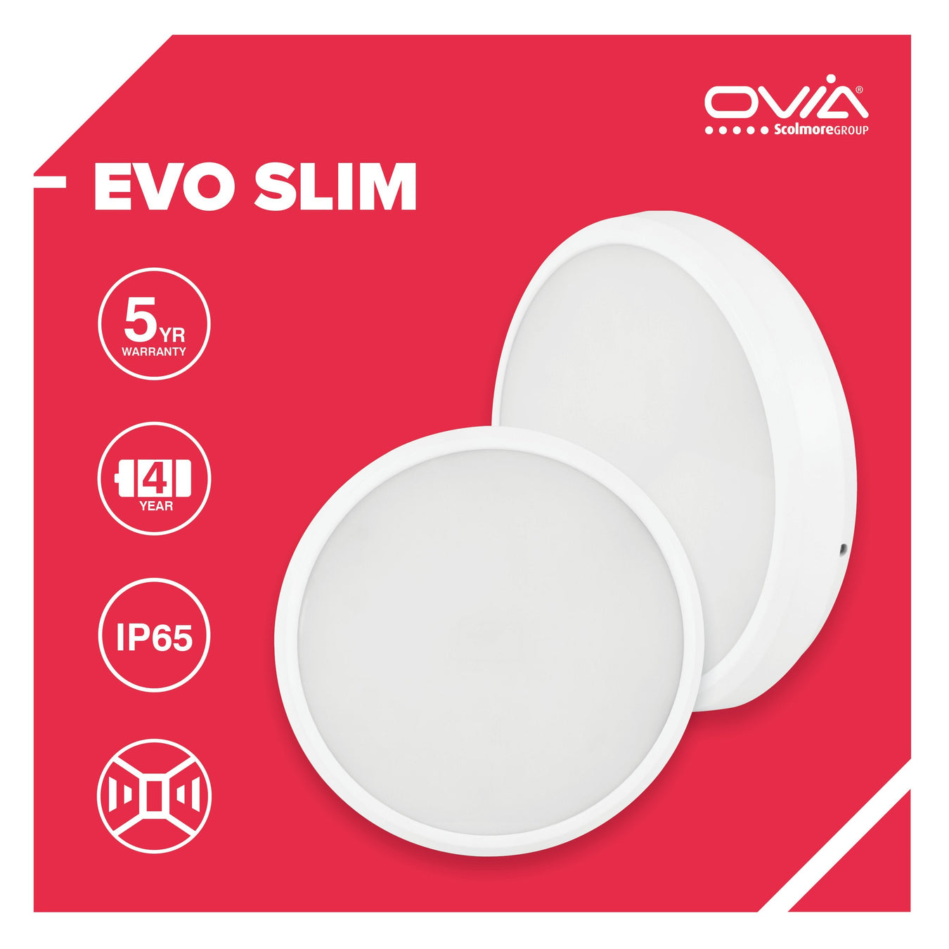 Ovia Evo Slim IP65 CCT LED Bulkheads