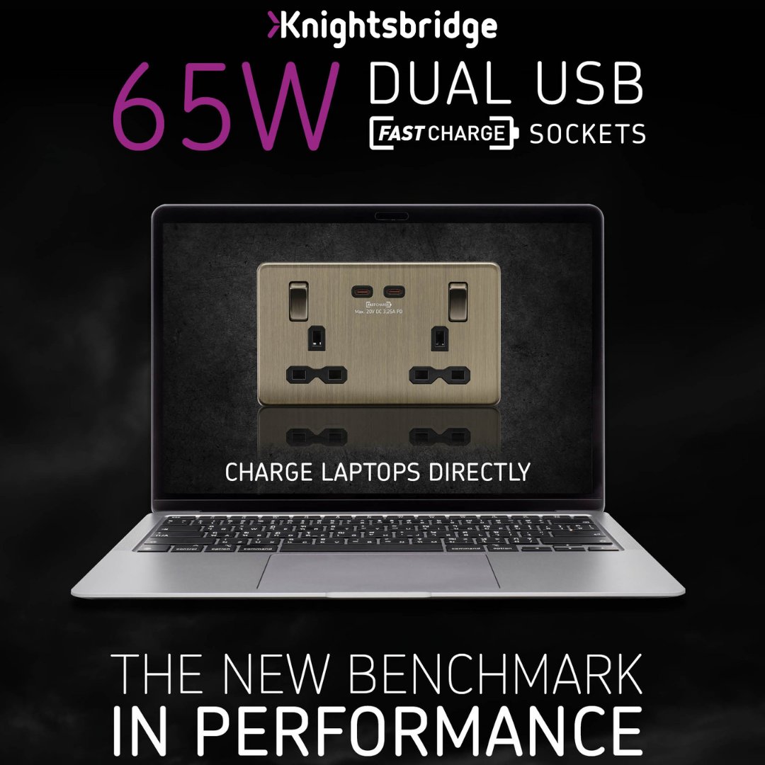 Knightsbridge 65W Dual USB-C FASTCHARGE Sockets