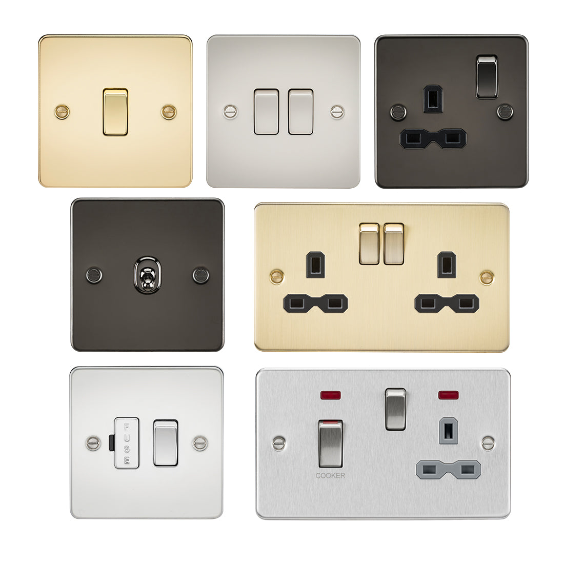 Flatplate Screwed Switches & Sockets