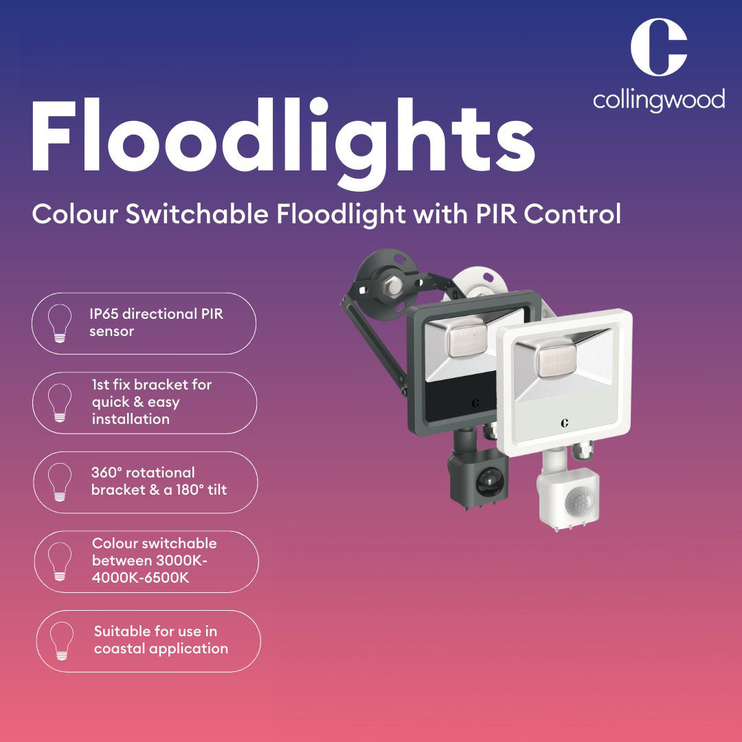 Collingwood Colour Switchable Floodlights with PIR Sensor