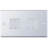 Selectric 7MPRO-304 7M-PRO 4 Gang 2 Way 10AX Plate Switch - Polished Chrome, White Insert