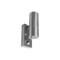 Aurora 700380 Clairette 230V GU10 IP44 Up/Down PIR Wall Light Stainless Steel