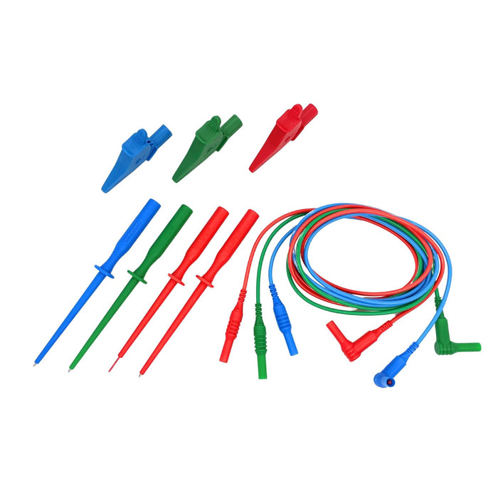 Megger 1014-291 3-Wire Unfused Test Lead Set, Red, Blue & Green with Probes & Crocodile Clips