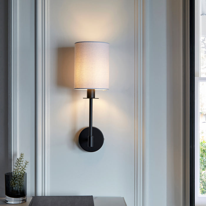 Endon 101660 Sancerre Wall Matt black & vintage white fabric 6W LED E14 (Required) - westbasedirect.com