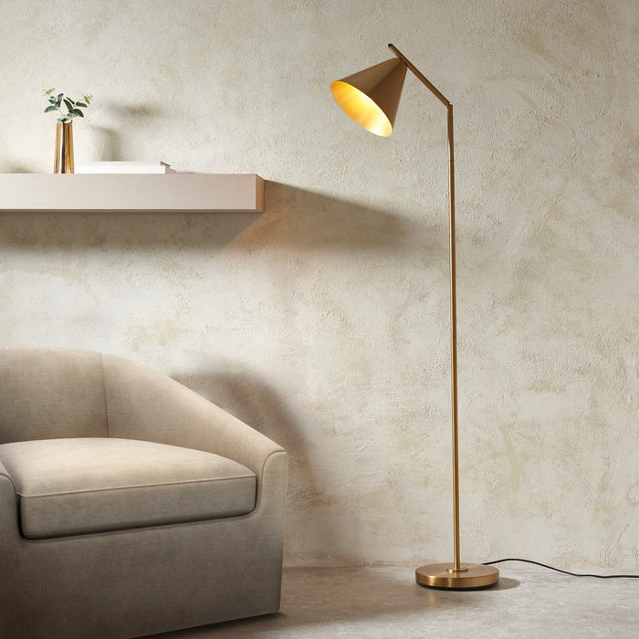 Endon 102369 Cape Task Floor Warm antique brass plate 10W LED E27 (Required) - westbasedirect.com