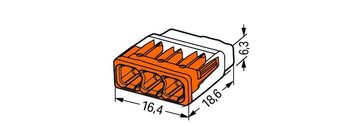 Wago 2773-403 3 Way 4mm² Compact Pushwire Connector Orange (100 Full Box)