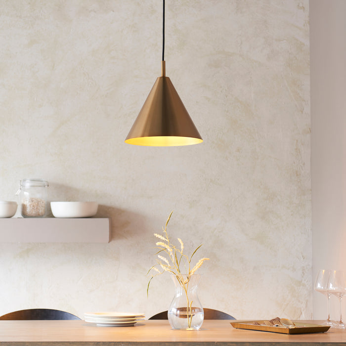 Endon 102891 Cape Pendant Warm antique brass plate 10W LED E27 (Required) - westbasedirect.com