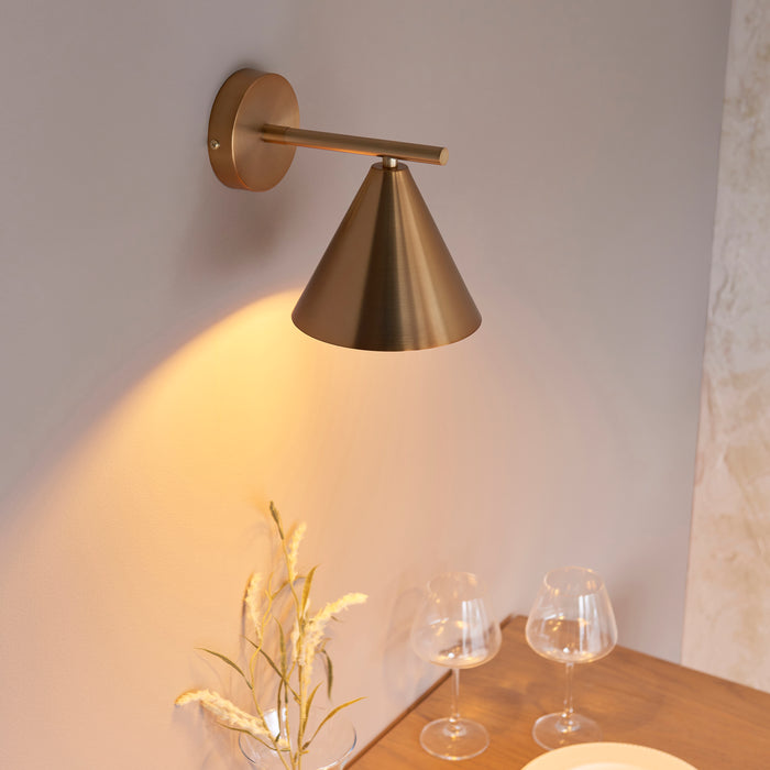 Endon 102893 Cape Wall Warm antique brass plate 7W LED E14 (Required) - westbasedirect.com