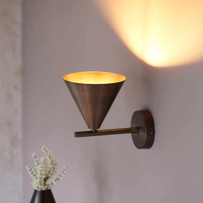 Endon 102894 Cape Wall Brushed antique bronze plate 7W LED E14 (Required) - westbasedirect.com