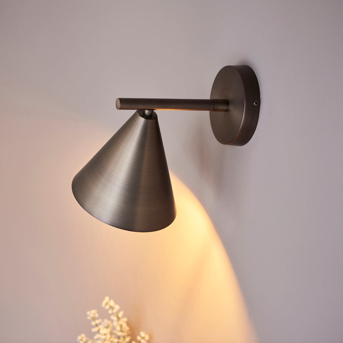 Endon 102894 Cape Wall Brushed antique bronze plate 7W LED E14 (Required) - westbasedirect.com