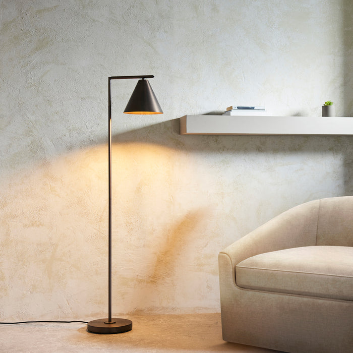 Endon 102895 Cape Task Floor Brushed antique bronze plate 10W LED E27 (Required) - westbasedirect.com