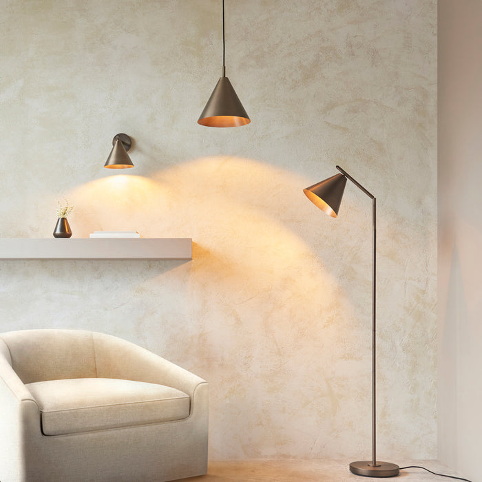 Endon 102895 Cape Task Floor Brushed antique bronze plate 10W LED E27 (Required) - westbasedirect.com