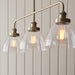 Endon 103014 Hansen 3lt Linear Pendant Antique brass plate & clear glass 3 x 10W LED E27 (Required) - westbasedirect.com