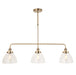 Endon 103014 Hansen 3lt Linear Pendant Antique brass plate & clear glass 3 x 10W LED E27 (Required) - westbasedirect.com