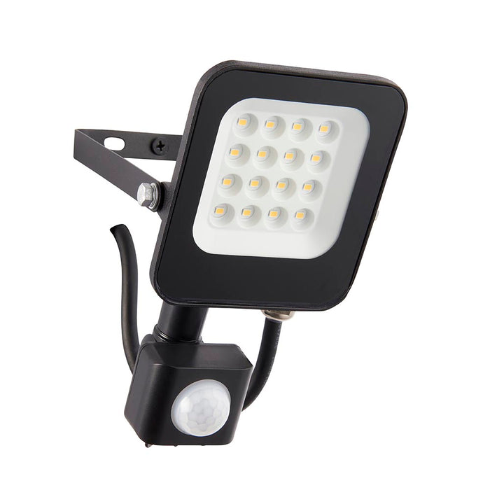Saxby 107639 Guard PIR 10W Floodlight IP65 Matt Black Paint & Clear Glass Cool White 4000K - westbasedirect.com