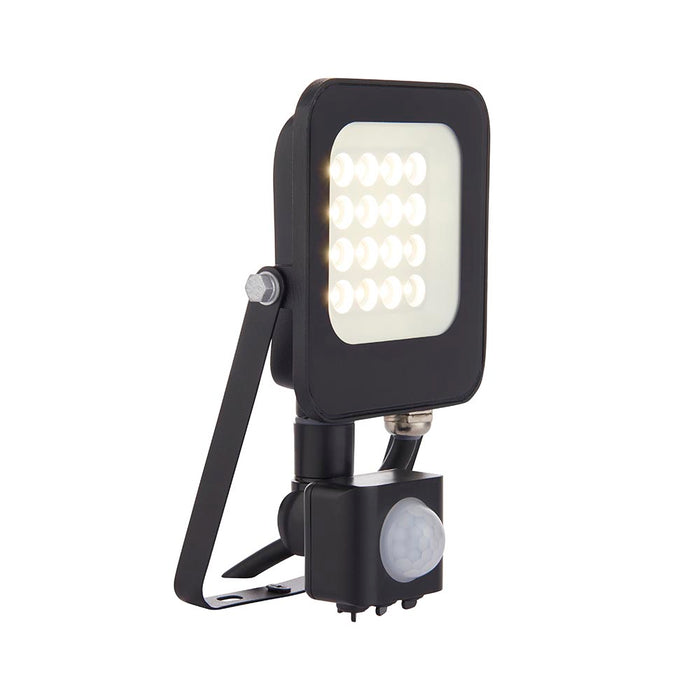 Saxby 107639 Guard PIR 10W Floodlight IP65 Matt Black Paint & Clear Glass Cool White 4000K - westbasedirect.com
