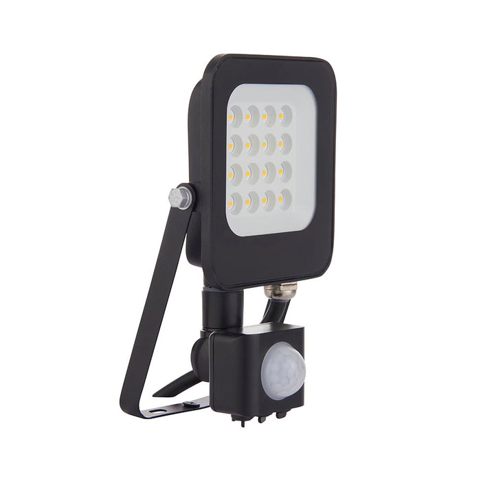 Saxby 107639 Guard PIR 10W Floodlight IP65 Matt Black Paint & Clear Glass Cool White 4000K - westbasedirect.com