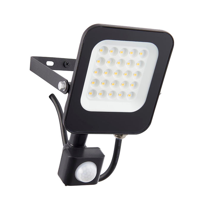 Saxby 107640 Guard PIR 20W Floodlight IP65 Matt Black Paint & Clear Glass Cool White 4000K - westbasedirect.com