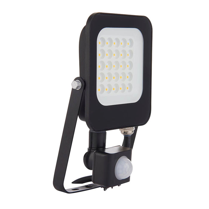 Saxby 107640 Guard PIR 20W Floodlight IP65 Matt Black Paint & Clear Glass Cool White 4000K - westbasedirect.com