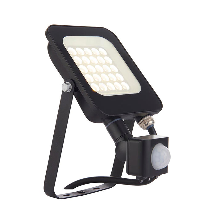 Saxby 107640 Guard PIR 20W Floodlight IP65 Matt Black Paint & Clear Glass Cool White 4000K - westbasedirect.com
