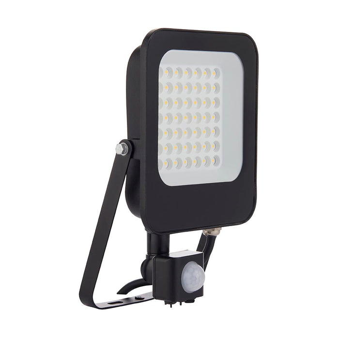 Saxby 107641 Guard PIR 30W Floodlight IP65 Matt Black Paint & Clear Glass Cool White 4000K - westbasedirect.com