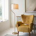 Endon 108022 Clement Floor Br aged brass plate & natural linen mix fabric 10W LED E27 (Required) - westbasedirect.com