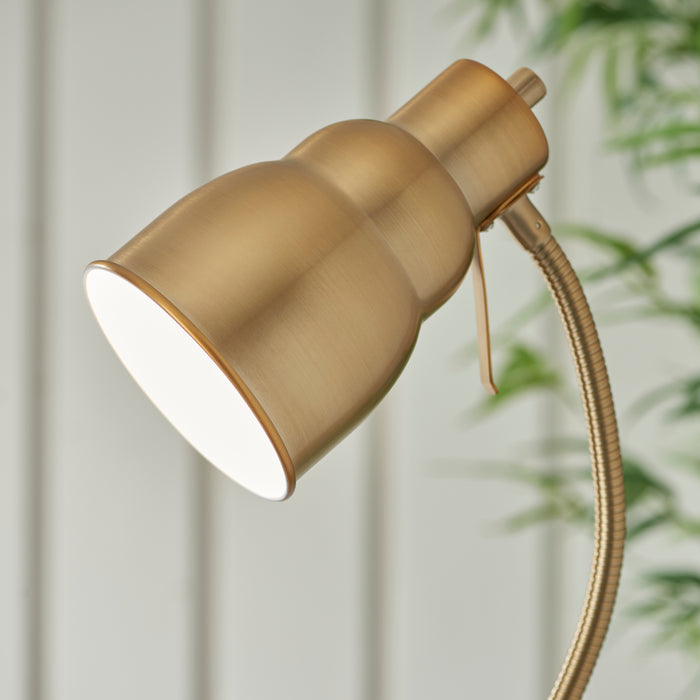 Endon 108126 Classic Flexi Reader Floor Brushed aged brass plate 7W LED GU10 (Required) - westbasedirect.com
