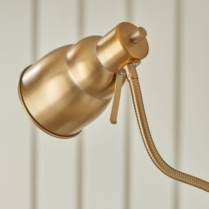 Endon 108126 Classic Flexi Reader Floor Brushed aged brass plate 7W LED GU10 (Required) - westbasedirect.com
