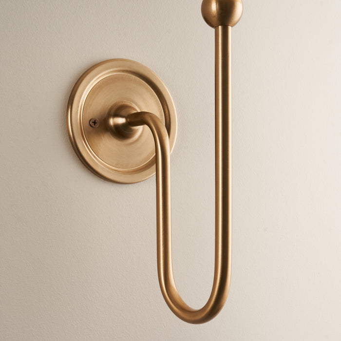 Endon 108208 Santiago Wall Fitting Brushed aged brass plate 7W LED B22 (Required) - westbasedirect.com