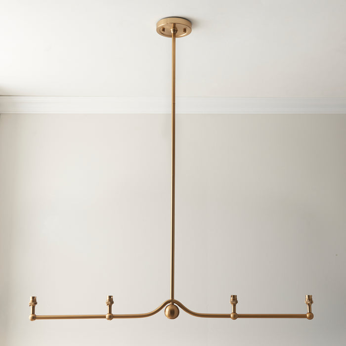Endon 108211 Santiago 4lt Linear Pendant Fitting Brushed aged brass plate 4 x 7W LED B22 (Required) - westbasedirect.com