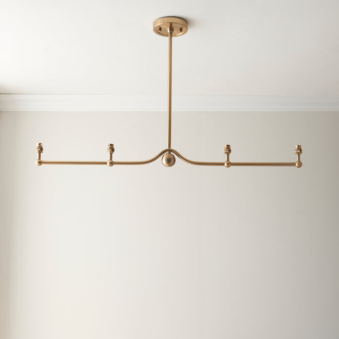 Endon 108211 Santiago 4lt Linear Pendant Fitting Brushed aged brass plate 4 x 7W LED B22 (Required) - westbasedirect.com