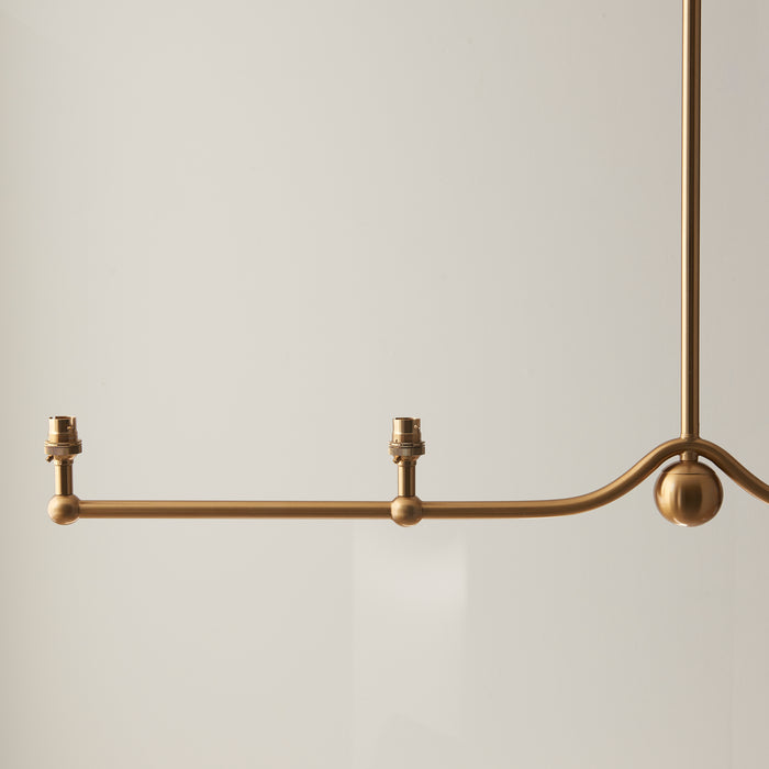 Endon 108211 Santiago 4lt Linear Pendant Fitting Brushed aged brass plate 4 x 7W LED B22 (Required) - westbasedirect.com