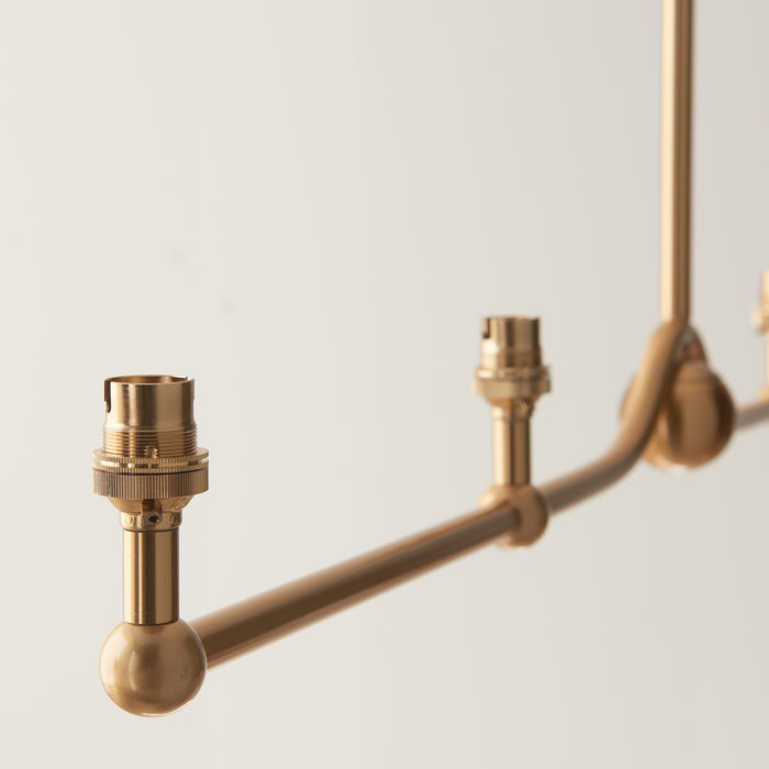 Endon 108211 Santiago 4lt Linear Pendant Fitting Brushed aged brass plate 4 x 7W LED B22 (Required) - westbasedirect.com