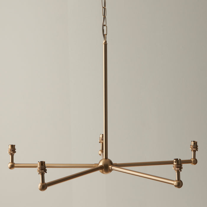 Endon 108212 Santiago 5lt Pendant Fitting Brushed aged brass plate 5 x 7W LED B22 (Required) - westbasedirect.com