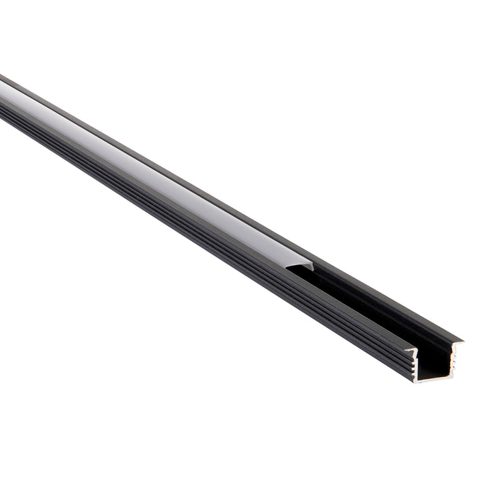 Saxby 108286 Rigel Recessed 2m Aluminium Profile/Black Matt black paint & opal pc - westbasedirect.com