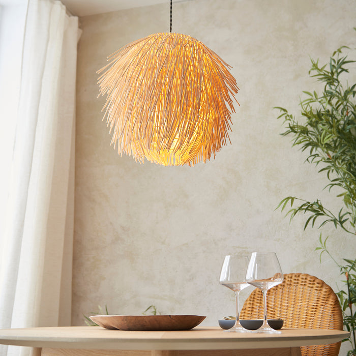 Endon 109204 Pushpa Pendant Shade Natural rattan 10W LED E27 or B22 (Required) - westbasedirect.com