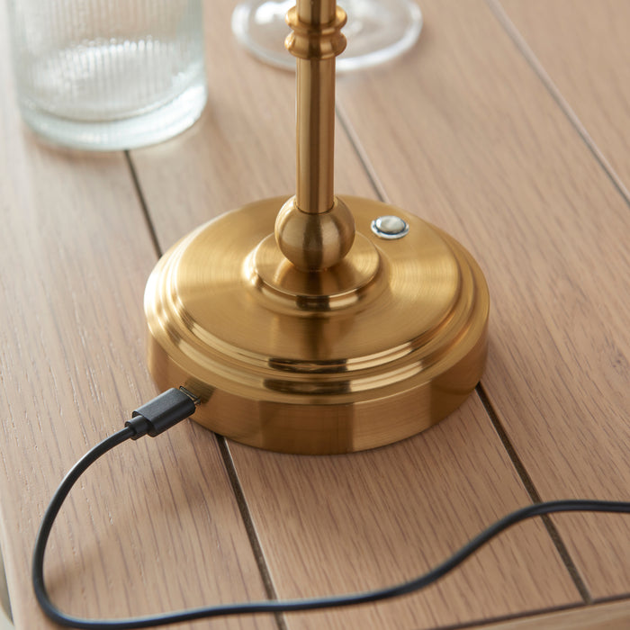 Endon 110458 Burley Rechargeable Table Base Brushed aged brass plate 1.5W LED (SMD 2835) Warm White - westbasedirect.com