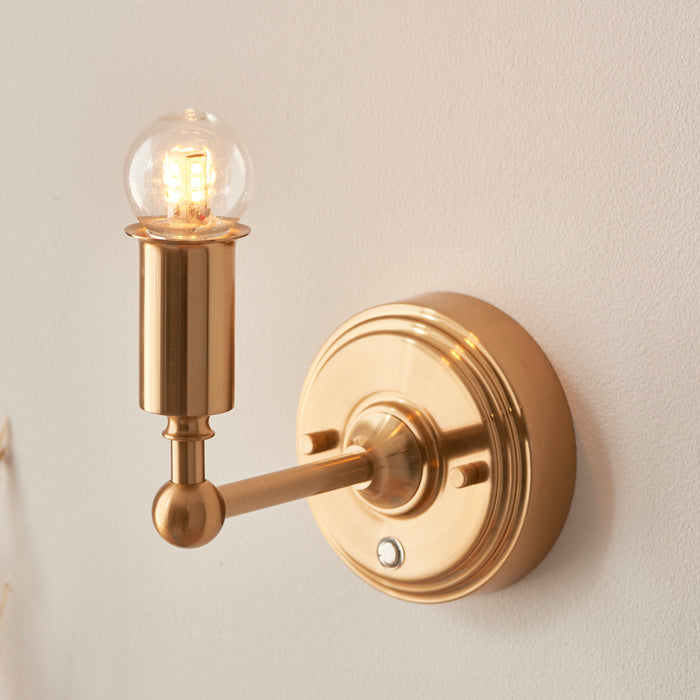 Endon 110459 Burley Rechargeable Wall Fitting Brushed aged brass plate 1.5W LED (SMD 2835) Warm White - westbasedirect.com