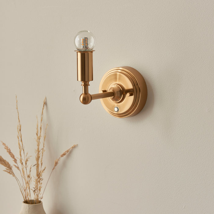 Endon 110459 Burley Rechargeable Wall Fitting Brushed aged brass plate 1.5W LED (SMD 2835) Warm White - westbasedirect.com