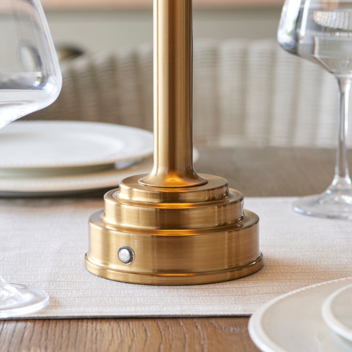 Endon 110461 Upton Rechargeable Table Base Brushed aged brass plate 1.5W LED (SMD 2835) Warm White - westbasedirect.com