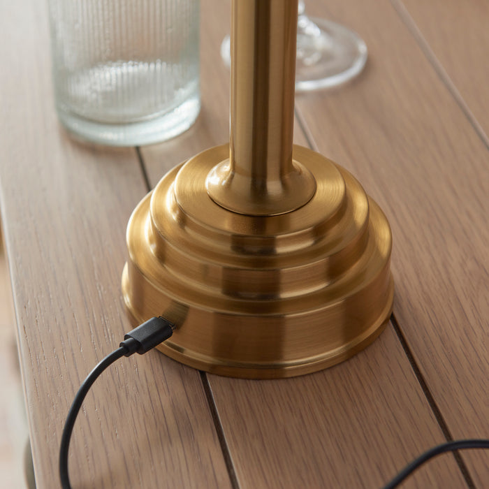 Endon 110461 Upton Rechargeable Table Base Brushed aged brass plate 1.5W LED (SMD 2835) Warm White - westbasedirect.com