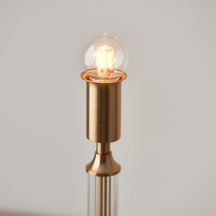 Endon 110463 Morton Rechargeable Table Base Brushed aged brass plate & clear acrylic 1.5W LED (SMD 2835) Warm White - westbasedirect.com