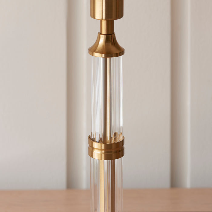Endon 110463 Morton Rechargeable Table Base Brushed aged brass plate & clear acrylic 1.5W LED (SMD 2835) Warm White - westbasedirect.com