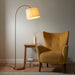 Endon 110645 Carlson Floor Warm brass plate & natural fabric 10W LED E27 (Required) - westbasedirect.com