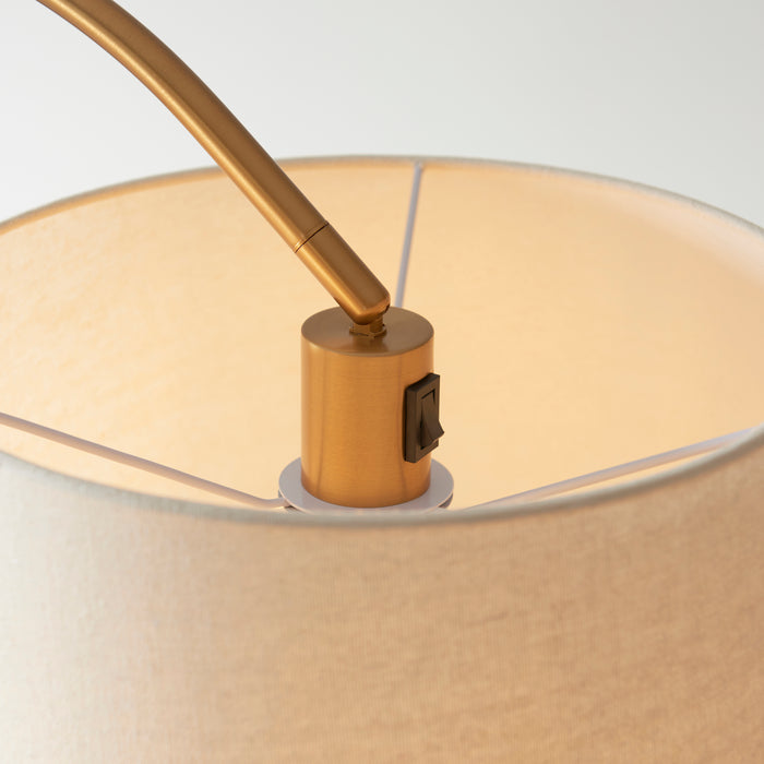 Endon 110645 Carlson Floor Warm brass plate & natural fabric 10W LED E27 (Required) - westbasedirect.com