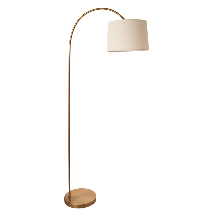 Endon 110645 Carlson Floor Warm brass plate & natural fabric 10W LED E27 (Required) - westbasedirect.com