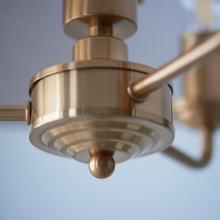 Endon 110723 Highclere 3lt Pendant Vintage brass & natural linen 3 x 6W LED E14 (Required) - westbasedirect.com
