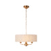 Endon 110723 Highclere 3lt Pendant Vintage brass & natural linen 3 x 6W LED E14 (Required) - westbasedirect.com