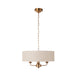 Endon 110723 Highclere 3lt Pendant Vintage brass & natural linen 3 x 6W LED E14 (Required) - westbasedirect.com