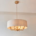 Endon 110727 Highclere 8lt Pendant Vintage brass & natural linen 8 x 6W LED E14 (Required) - westbasedirect.com